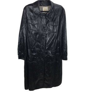 Vtg 80's Lipman's Trench Coat Black Women's 16 XL